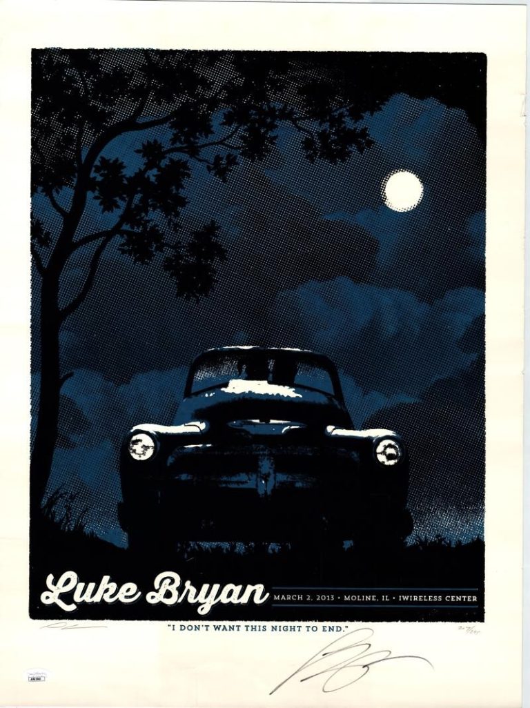 Luke Bryan Band Signed Autograph 18x24 Concert Tour Poster 2013 Chicago JSA COA