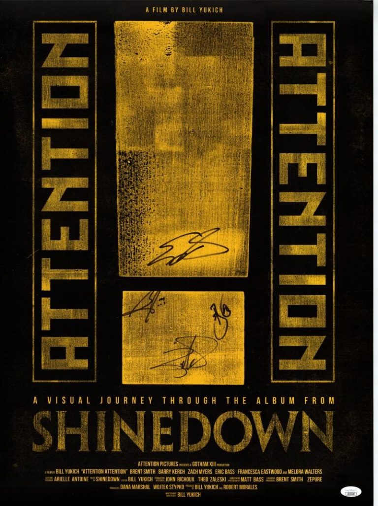 Shinedown Full Signed Autograph 18x24 Movie Concert Poster Attention JSA COA E