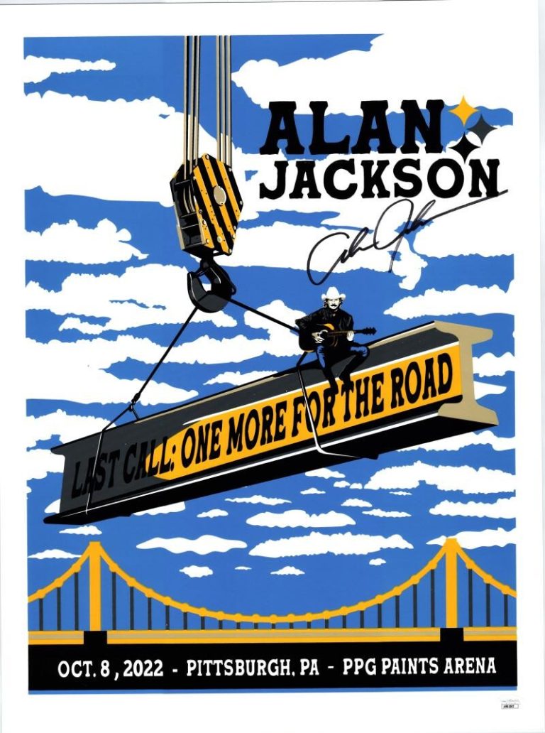 Alan Jackson Signed Autograph 18x24 Concert Tour Poster Pittsburgh 2022 JSA COA