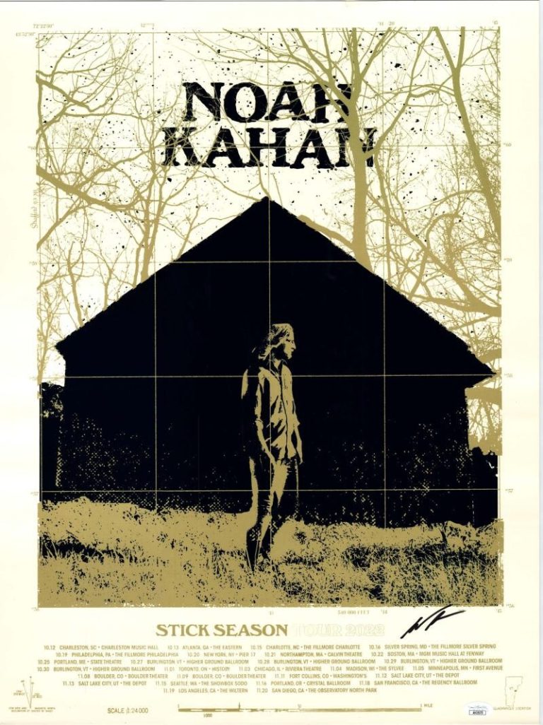 Noah Kahan Signed Autograph 18x24 Concert Tour Poster Stick Season 2022 JSA B