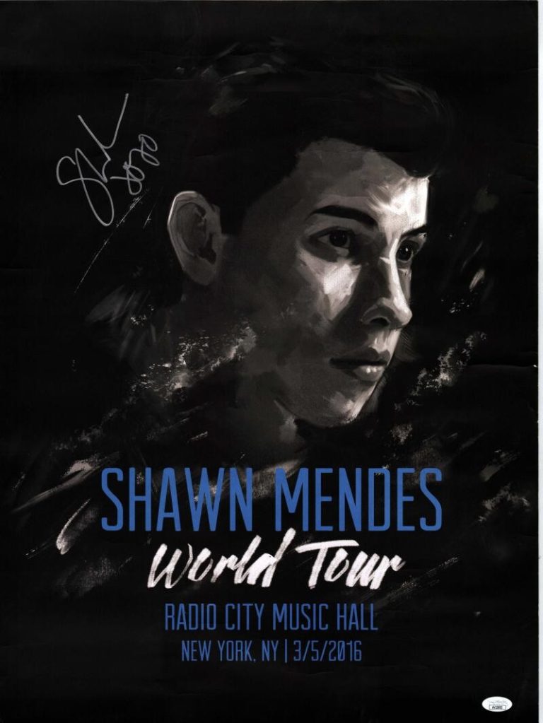 Shawn Mendes Signed Autograph 18x24 Concert Tour Poster Radio City 2016 JSA COA