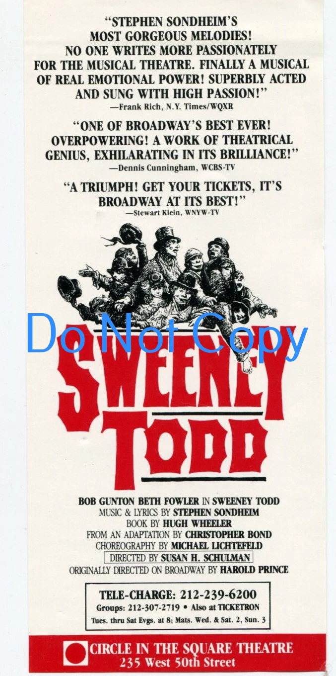 Sweeney Todd Stephen Sondheim Bob Gunton Beth Fowler Show Ad Herald