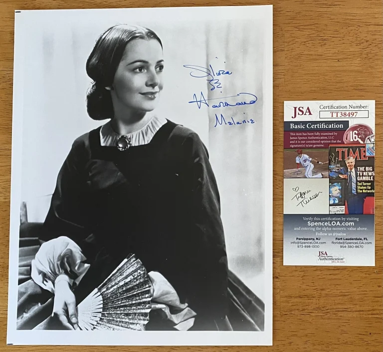 Olivia De Havilland Signed Gone With The Wind 8x10 Photo JSA Melanie Inscription