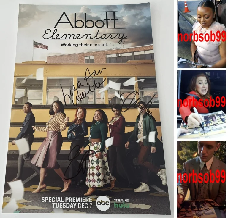 ABBOTT ELEMENTARY QUINTA BRUNSON +2 SIGNED 12x18 PHOTO A w/EXACT VIDEO PROOF COA