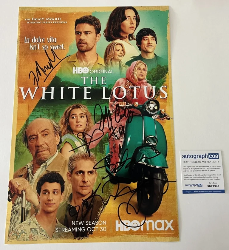 THE WHITE LOTUS SEASON 2 SIGNED 12x18 PHOTO JENNIFER COOLIDGE +4 & AUTOGRAPH COA