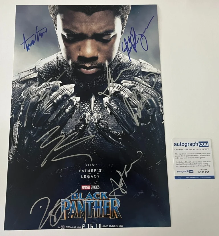 BLACK PANTHER CAST SIGNED 12x18 PHOTO MICHAEL B. JORDAN +7 w/EXACT PROOF & COA