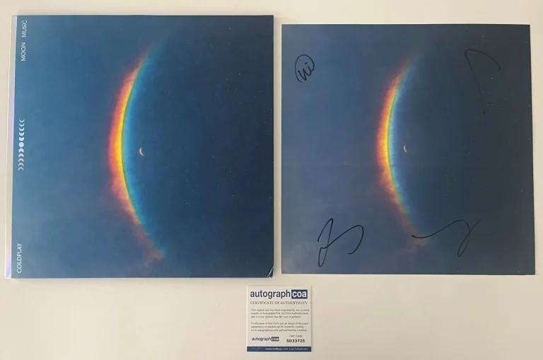 COLDPLAY SIGNED MOON MUSIC 12x12 ALBUM FLAT w/ VINYL RECORD LP & AUTOGRAPH COA