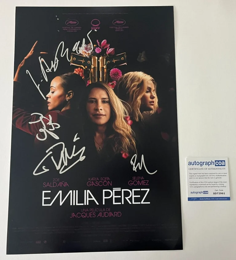 ZOE SALDANA +3 CAST SIGNED EMILIA PEREZ 12x18 PHOTO wEXACT PROOF & AUTOGRAPH COA