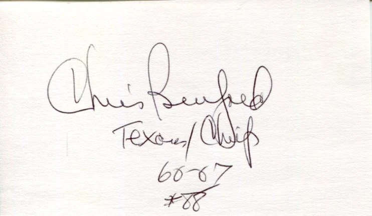 Chris Burford Stanford Cardinals HOF Kansas City Chiefs Signed Autograph