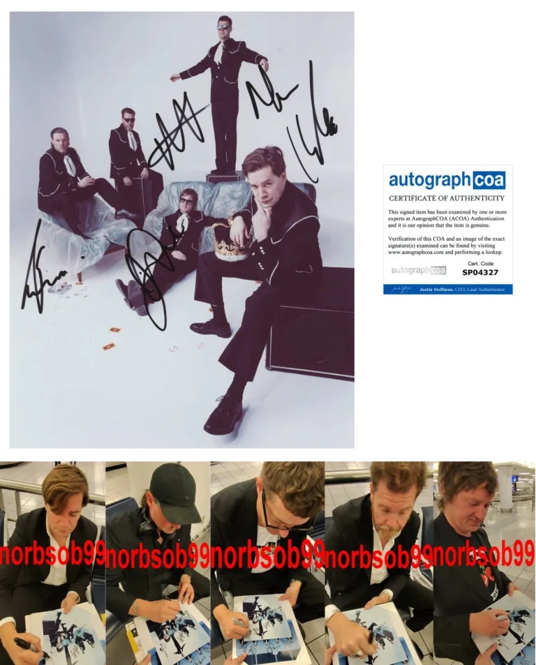 THE HIVES BAND SIGNED 8x10 PHOTO C PELLE ALMQVIST +4 w/EXACT PROOF AUTOGRAPH COA