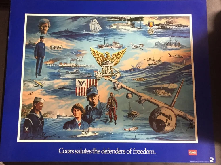 United States USCG US Coast Guard George Skypeck Coors Beer Rare Poster