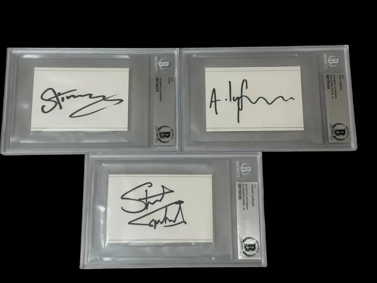 The Police Sting Andy Summers Stewart Copeland Signed Autograph Slab BAS Beckett