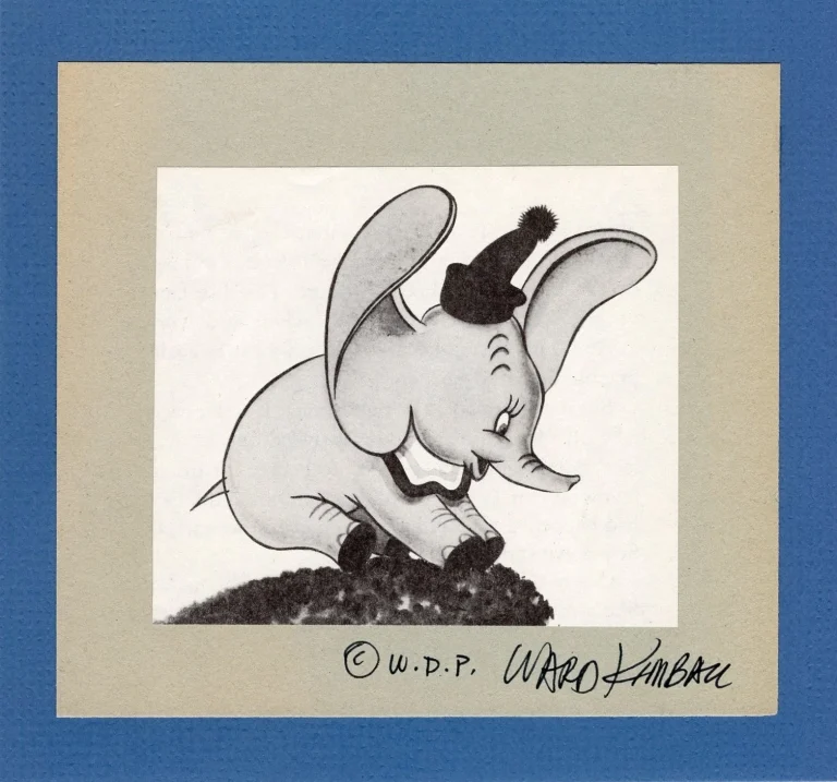 Ward Kimball Disney Legend Animator Imagineer Signed Autograph Dumbo Print