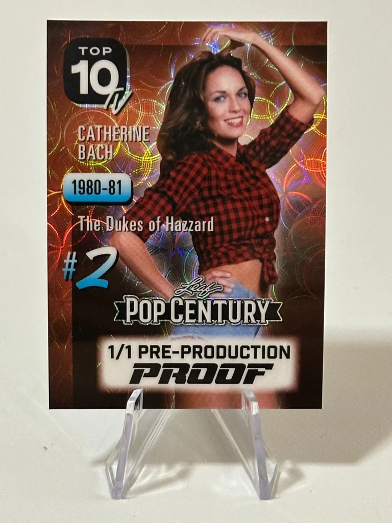 2026 Leaf Metal Pop Century Catherine Bach Top 10 1/1 Pre-Production Proof Card