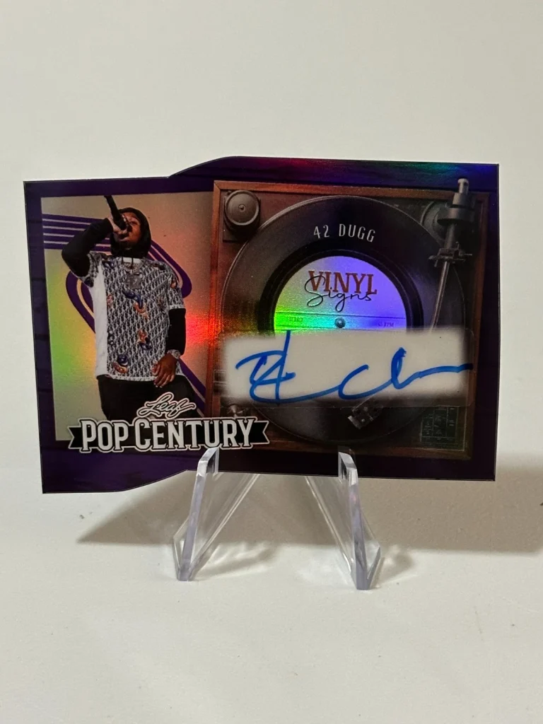 2026 Leaf Metal Pop Century 42 Dugg Vinyl Signs Purple 5/7 Signed Autograph Card