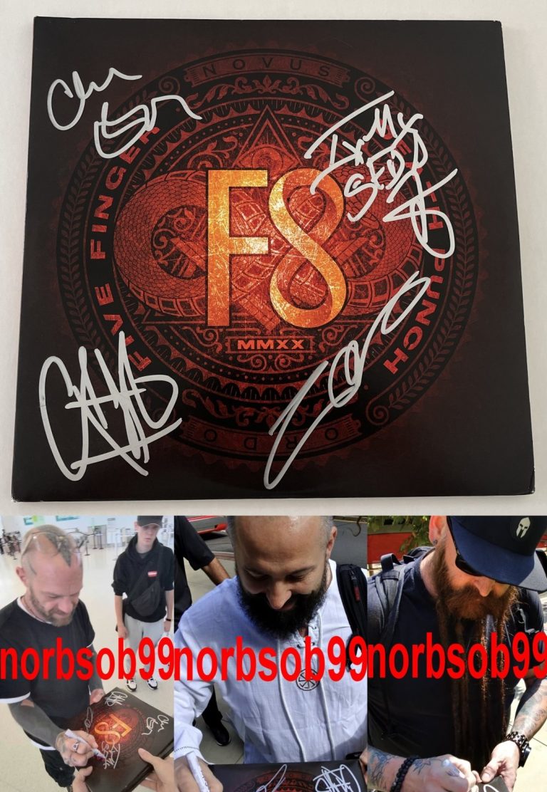 FIVE FINGER DEATH PUNCH IVAN MOODY +3 SIGNED F8 FATE VINYL w/EXACT PROOF & COA