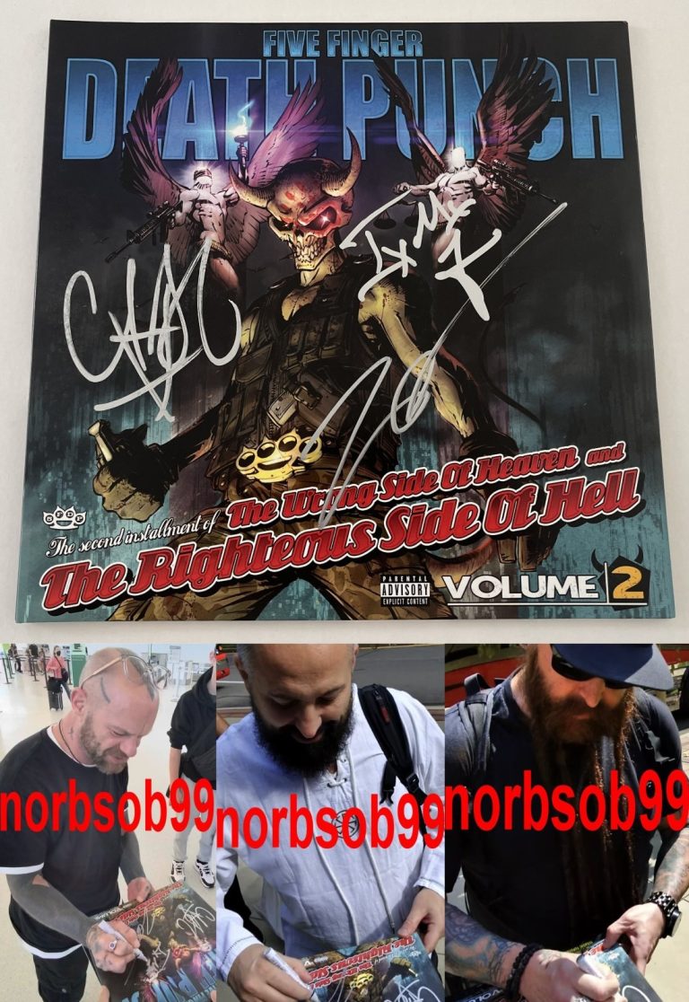FIVE FINGER DEATH PUNCH SIGNED THE WRONG SIDE OF HEAVEN VOLUME 2 VINYL w/PROOF