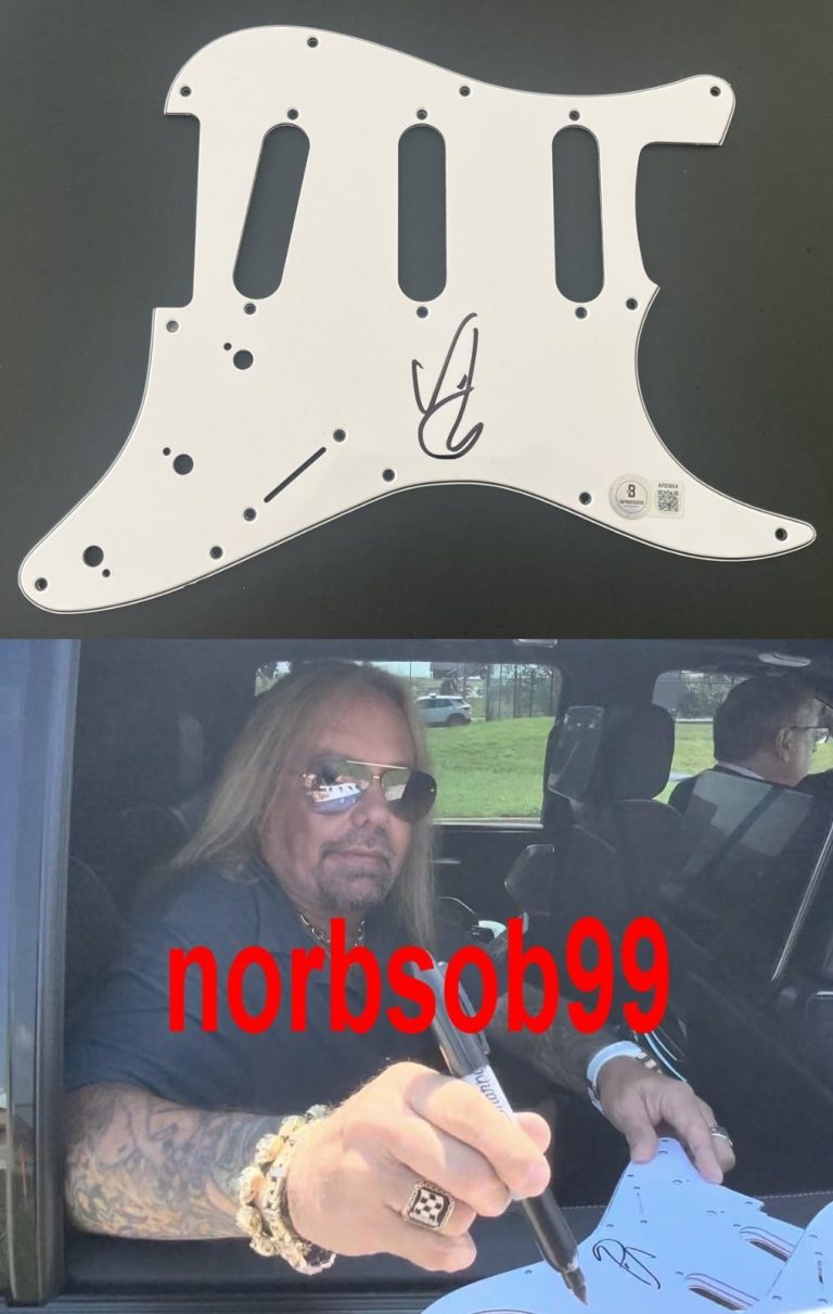 VINCE NEIL MOTLEY CRUE SIGNED AUTOGRAPH PICKGUARD w/EXACT PROOF & BECKETT COA