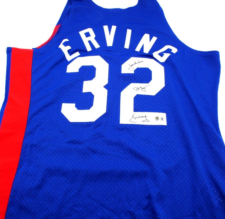 Julius Erving Signed New York Nets Mitchell Ness XL Jersey W/BAS COA BY018623