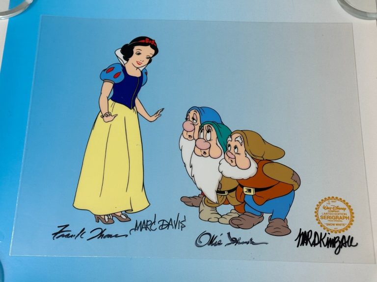 Ward Kimball Marc Davis Frank Thomas Ollie Johnston Disney Signed Autograph Cell