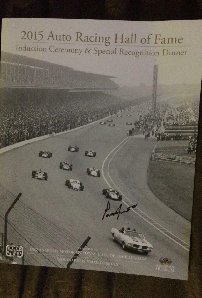 Parnelli Jones Indy 500 Signed 2015 Hall Of Fame Booklet Indianapolis
