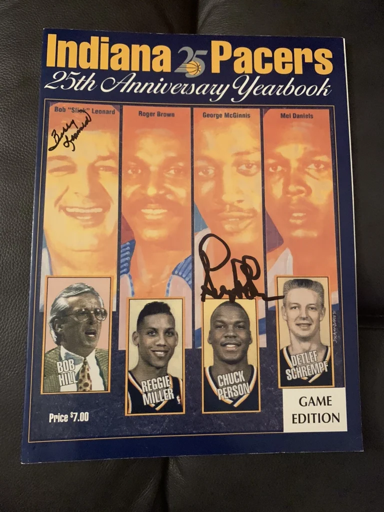 George Mcginnis & Bobby Leonard Signed Indiana Pacers Program Magazine