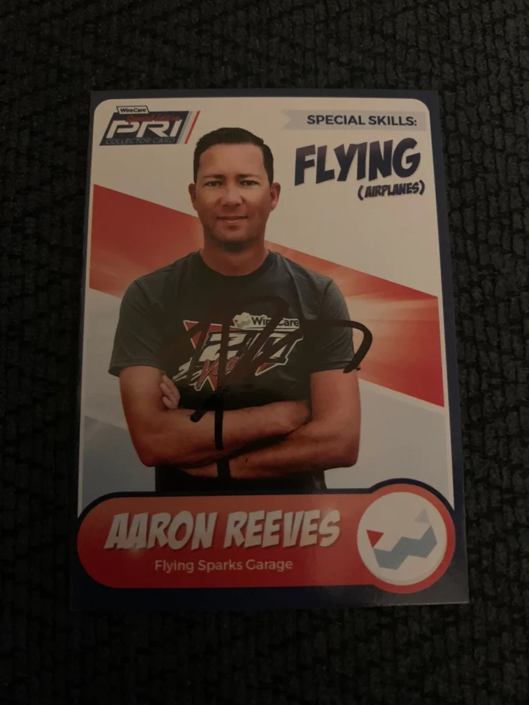 Aaron Reeves Signed Trading Card Autographed 2021 PRI Show Flying Sparks Garage
