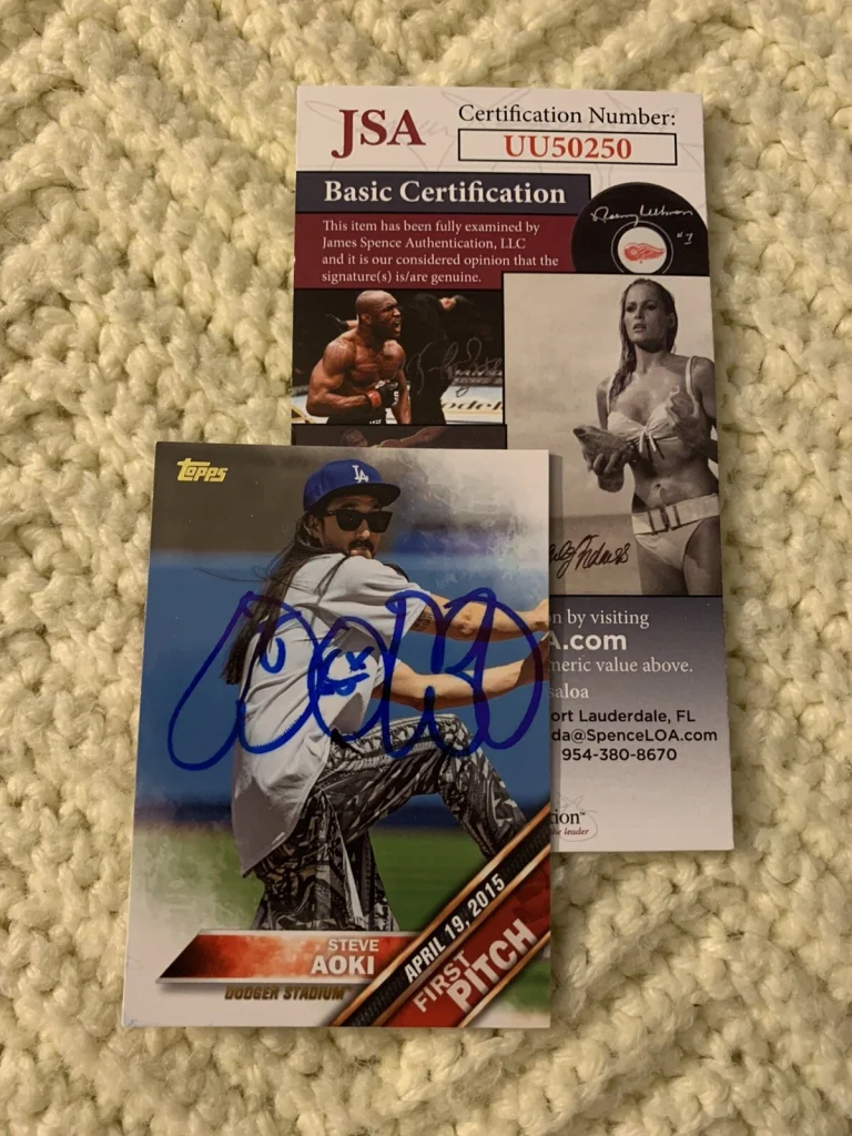 DJ Steve Aoki Signed Trading Card 2016 Topps 1st Pitch JSA Authenticated COA #16