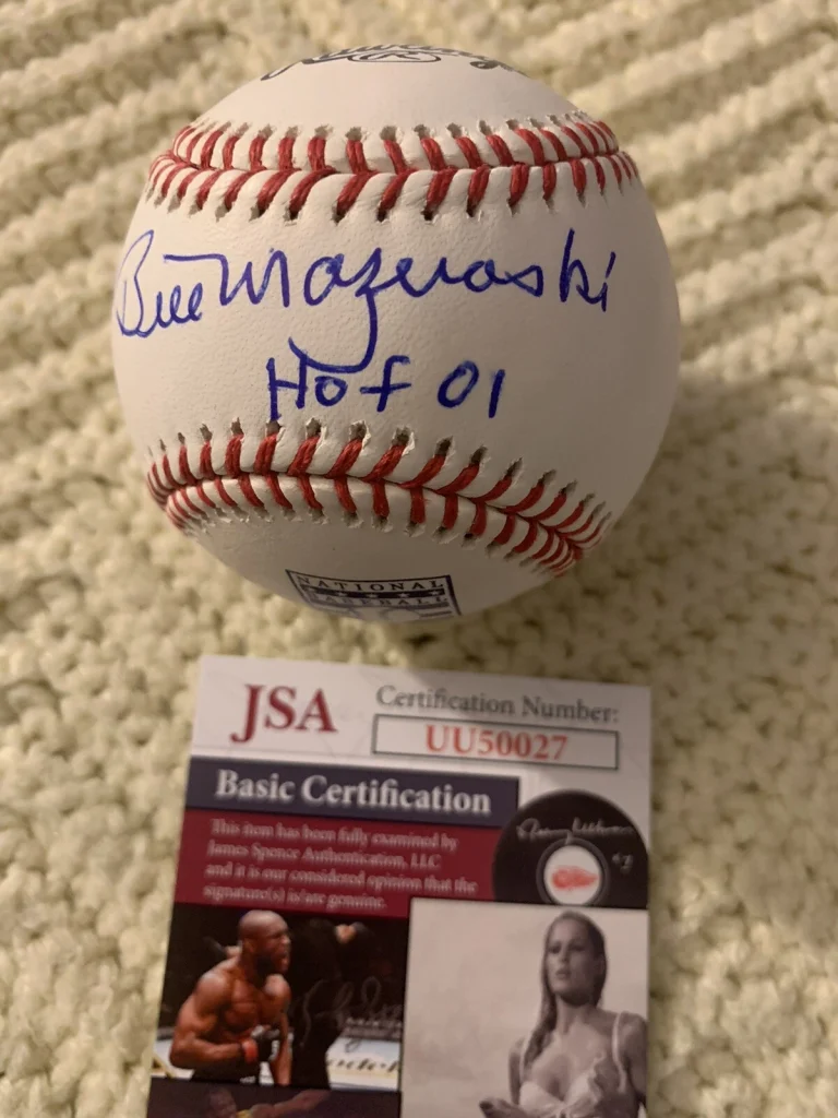 Bill Mazeroski Signed Hall Of Fame Baseball Auth ROMLB JSA Authenticated COA