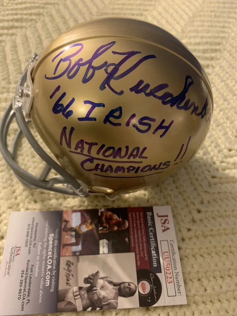 Bob Kuechenberg Signed Notre Dame Mini Helmet Autographed JSA Authentication COA
