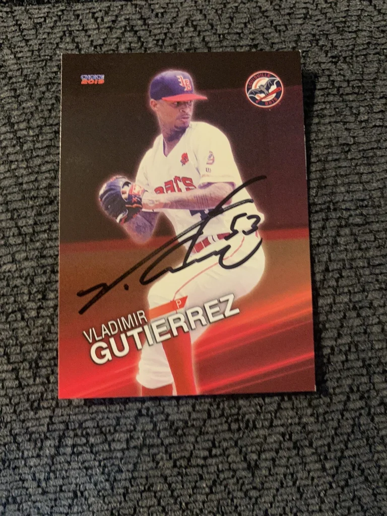 Louisville Bats Baseball Trading Card Cincinnati Reds Signed Vladimir Gutierrez