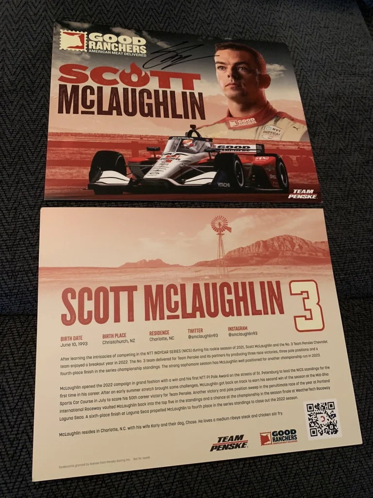 Scott McLaughlin Indianapolis Indy 500 Signed Car Promo Card Autographed 2023 V2