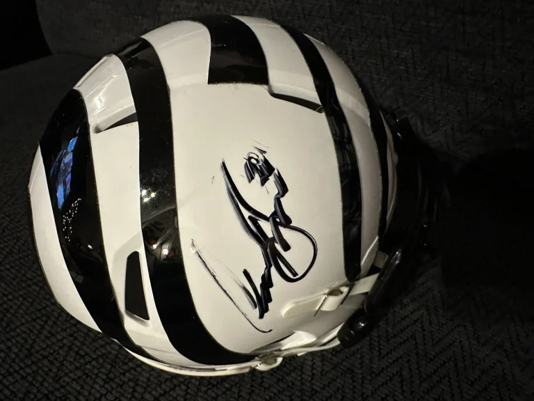Chase Brown Signed Cincinnati Bengals White Mini Helmet Autographed