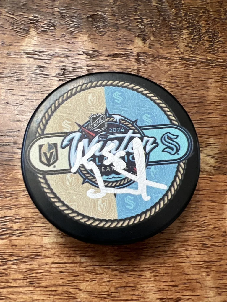 Kailer Yamamoto Signed Winter Classic Puck JSA Coa Seattle Kraken Autographed