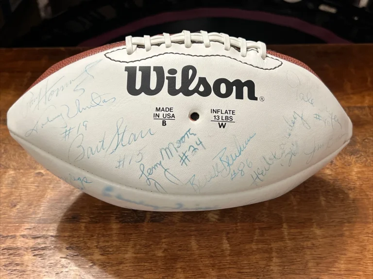 Bart Starr Jim Brown Johnny Unitas Gale Sayers Hornung Signed Football JSA Coa