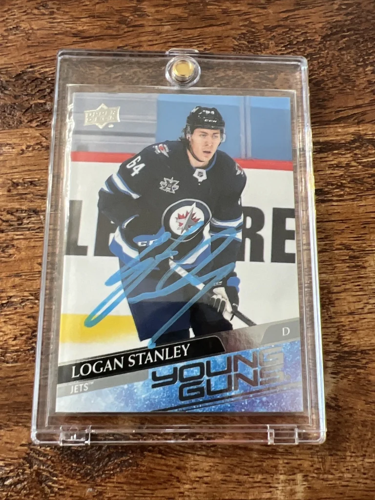 Logan Stanley IP Signed Upper Deck Young Guns Card PSA DNA Autographed Jets