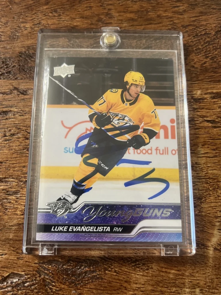 Luke Evangelista IP Signed UD Young Guns Card PSA DNA Autographed Predators