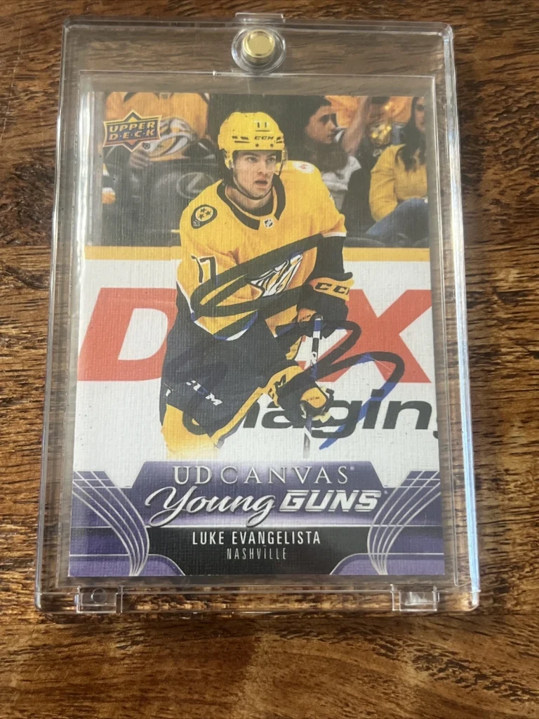 Luke Evangelista IP Signed Young Guns Canvas Card PSA DNA Autographed Predators