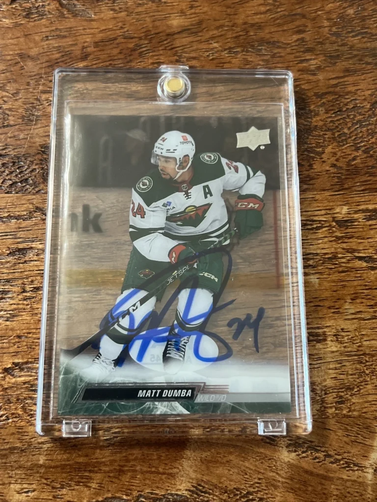 Matt Dumba IP Signed Upper Deck Clear Cut Card PSA DNA Autographed Wild