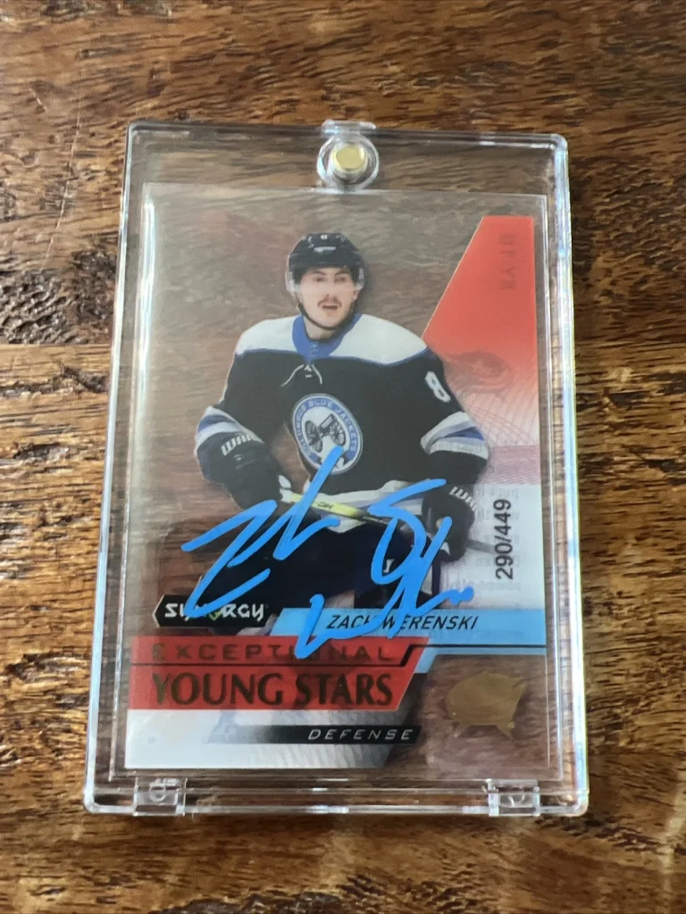 Zach Werenski IP Signed UD Synergy Card PSA DNA Autographed Blue Jackets