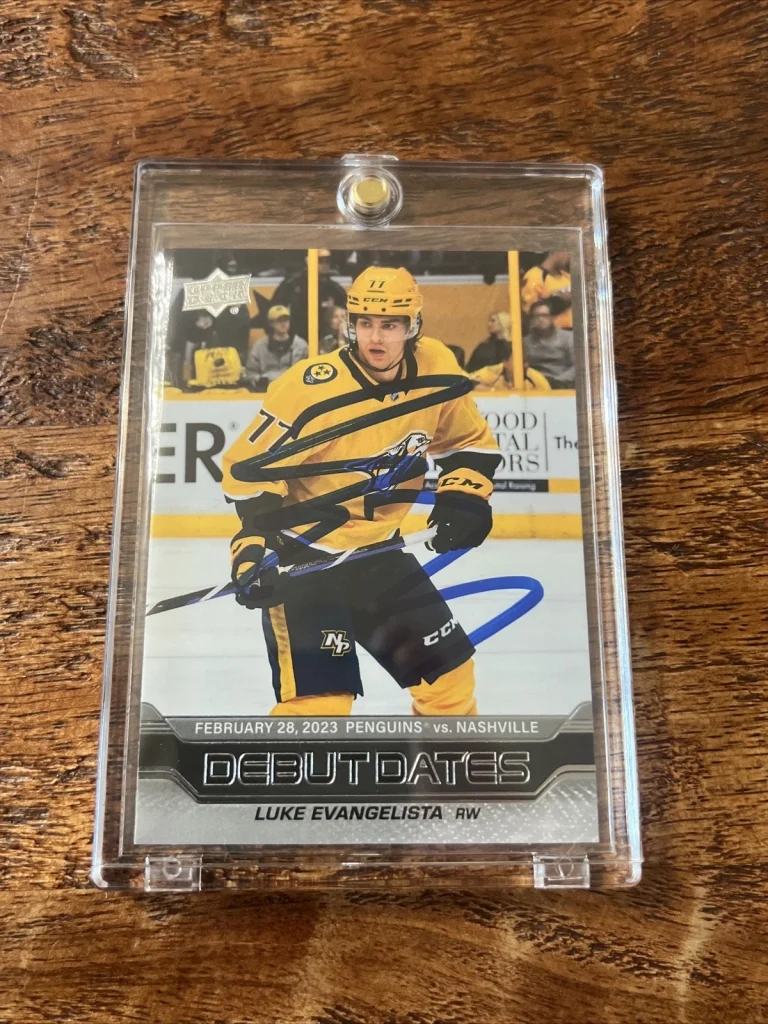 Luke Evangelista IP Signed UD Debut Dates Card PSA DNA Autographed Predators