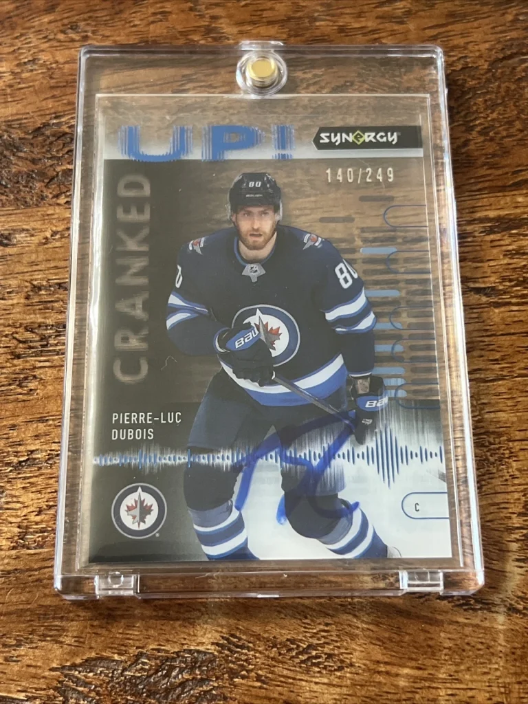 Pierre-Luc Dubois IP Signed UD Synergy Cranked Up Card PSA DNA Autographed Jets