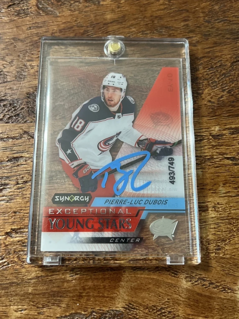 Pierre-Luc Dubois IP Signed UD Synergy Card JSA Coa  Autographed Blue Jackets