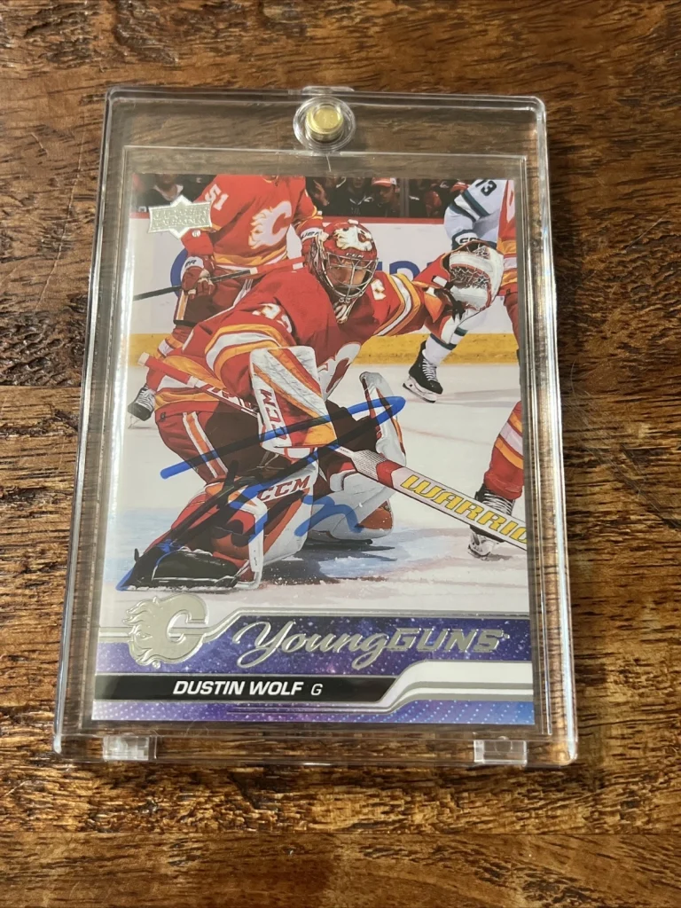 Dustin Wolf IP Signed Upper Deck Young Guns Card JSA Coa Flames Autographed
