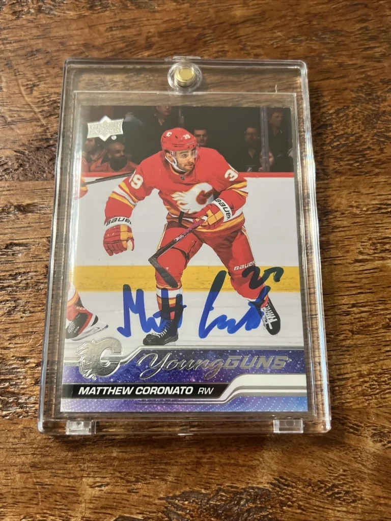 Matthew Coronato IP Signed UD Young Guns Card JSA Coa Flames Autographed Matt