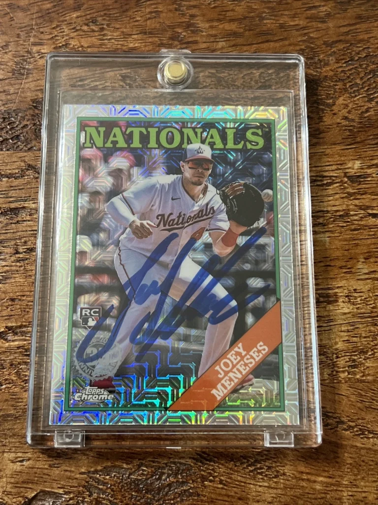 Joey Meneses IP Signed Topps Chrome Rookie Card JSA Coa Autographed Nationals