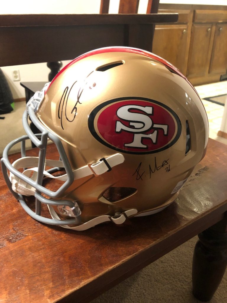 Jimmy Garoppolo Raheem Mostert Signed San Francisco 49ers Helmet Psa/dna Coa
