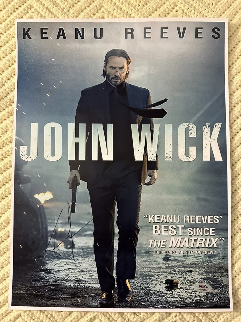 Keanu Reeves Signed John Wick Movie Poster 12 X 16 PSA/DNA Authentication COA