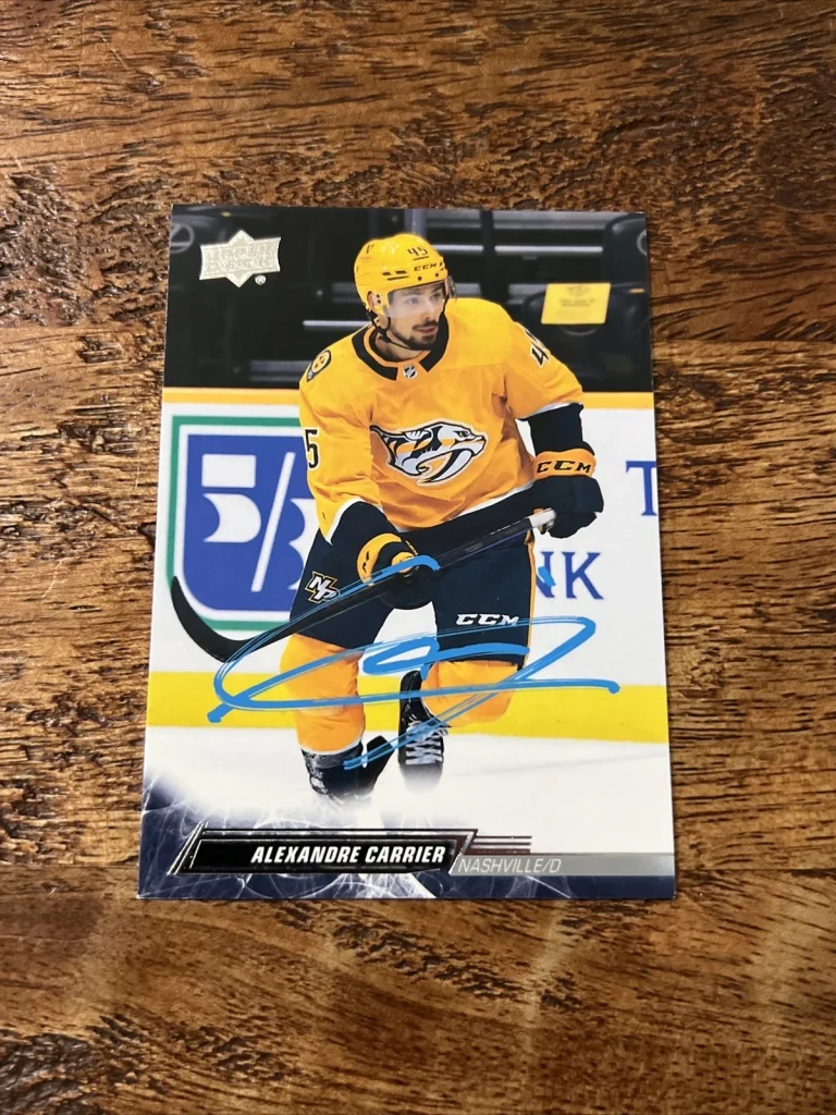 ALEXANDRE CARRIER IP Signed 2022-23 UPPER DECK Card PREDATORS Autographed