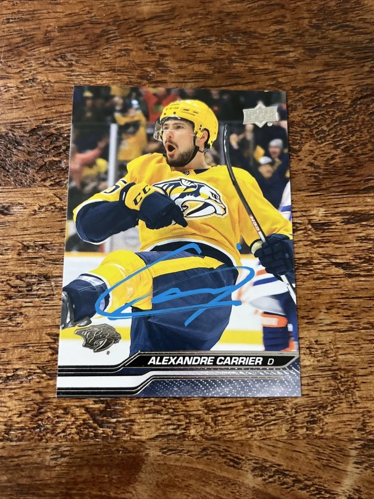 Alexandre Carrier IP Signed 2023-24 Upper Deck Card Predators Autographed